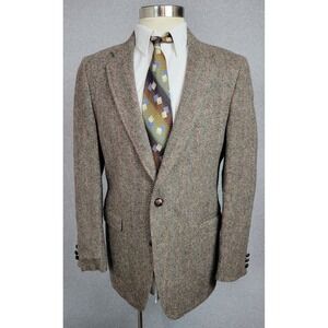 Vtg Adams Row Harris Tweed Herringbone‎ Stripe Sport Coat Jacket 39?